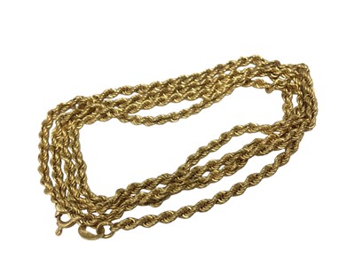 Lot 14 - 18ct gold rope twist chain, 65cm long