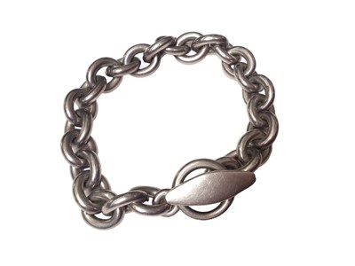 Lot 89 - Georg Jensen Danish silver bracelet with large heavy silver chain links and toggle clasp, numbered 140B