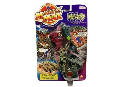 Lot 27 - Bluebird (c1994) Mighty Max Doom Zones - Grips the Hand, on card with comic strip on reserve and bubblepack No.950681 (1)
