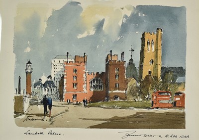 Lot 1171 - *Edward Wesson (1910-1983) ink and watercolour - Lambeth Palace, signed, 23cm x 30cm, unframed