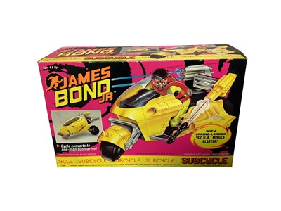 Lot 128 - Hasbro (c1991) James Bond JR Vehicles including Sports Car No.7796, S.C.U.M. Shark No.7791 & Subcycle No.7795, all boxed (3)