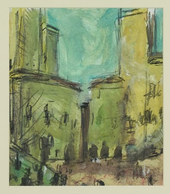 Lot 1168 - Sargy Mann (1937-2015) pencil and gouache - San Giminiano, signed, 22.5cm x 19cm, in glazed frame