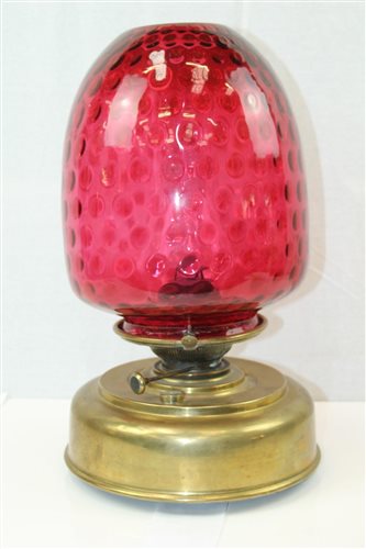 Lot 3627 - Early 20th century oil lamp with sun burner...