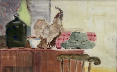 Lot 229 - Edwin Smith (1912-1971) watercolour - Cockerel, 28.5cm x 45.5cm, in glazed frame