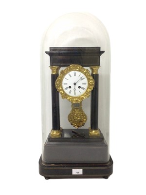 Lot 766 - 19th century French portico clock under glass dome