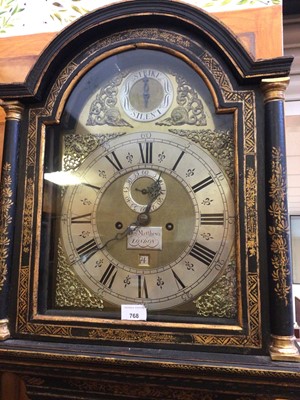 Lot 768 - 18th century black lacquered longcase clock