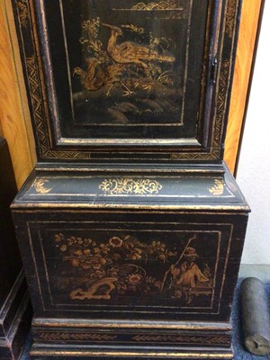 Lot 768 - 18th century black lacquered longcase clock