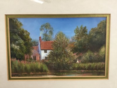 Lot 217 - James J. Allen, 20th century, gouache, Geldeston Lock, Waveney Valley, signed, 9 x 17cm, gilt framed and glazed