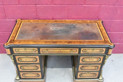 Lot 1388 - Fine mid-Victorian figured walnut, kingwood crossbanded and gilt metal mounted  pedestal desk