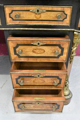 Lot 1388 - Fine mid-Victorian figured walnut, kingwood crossbanded and gilt metal mounted  pedestal desk