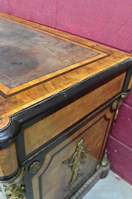 Lot 1388 - Fine mid-Victorian figured walnut, kingwood crossbanded and gilt metal mounted  pedestal desk