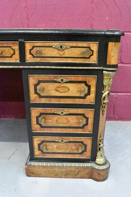 Lot 1388 - Fine mid-Victorian figured walnut, kingwood crossbanded and gilt metal mounted  pedestal desk