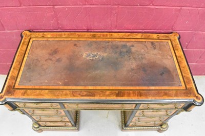 Lot 1388 - Fine mid-Victorian figured walnut, kingwood crossbanded and gilt metal mounted  pedestal desk