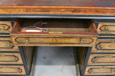 Lot 1388 - Fine mid-Victorian figured walnut, kingwood crossbanded and gilt metal mounted  pedestal desk