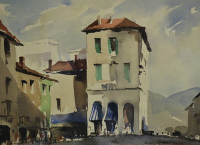 Lot 971 - * Edward Wesson (1910-1983) watercolour - Lake Como Buildings, signed, 21cm x 29cm, mounted