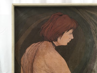 Lot 224 - Shirley Teed, two large oil on canvas studies of women - 'Rock Face and Figure IX', signed and dated '75, inscribed and titled verso, 102cm x 81cm, and Untitled, sitting nude