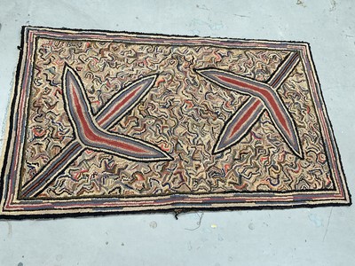 Lot 1580 - Omega style pair of hand woven rugs with abstract design, 132 x 82cm