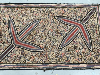 Lot 1580 - Omega style pair of hand woven rugs with abstract design, 132 x 82cm