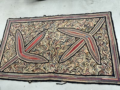 Lot 1580 - Omega style pair of hand woven rugs with abstract design, 132 x 82cm