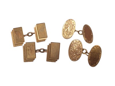 Lot 59 - Pair of Art Deco 9ct rose gold cufflinks and a pair of Edwardian 9ct rose gold cufflinks