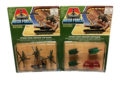 Lot 154 - Kenner (c1989) Mega Force diecast Triax & V-Rocs Combat Vehicles, on card with bubblepacks (8)