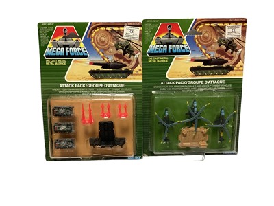 Lot 155 - Kenner (c1989) Mega Force diecast Triax & V-Rocs Combat Vehicles, on card with bubblepacks (8)