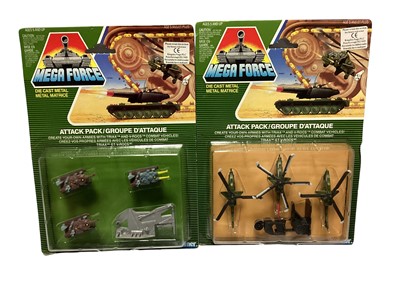 Lot 155 - Kenner (c1989) Mega Force diecast Triax & V-Rocs Combat Vehicles, on card with bubblepacks (8)