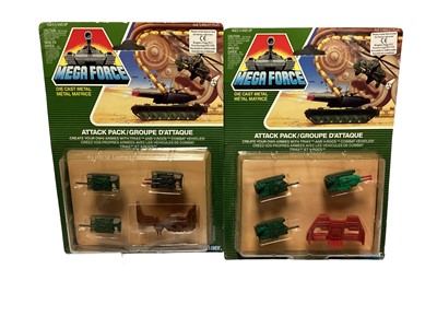 Lot 155 - Kenner (c1989) Mega Force diecast Triax & V-Rocs Combat Vehicles, on card with bubblepacks (8)