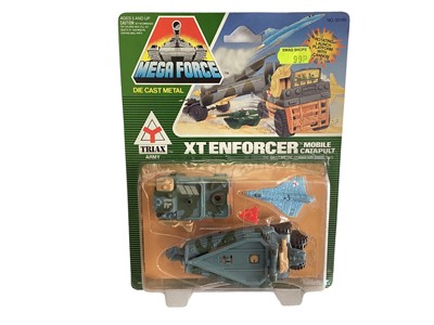 Lot 155 - Kenner (c1989) Mega Force diecast Triax & V-Rocs Combat Vehicles, on card with bubblepacks (8)