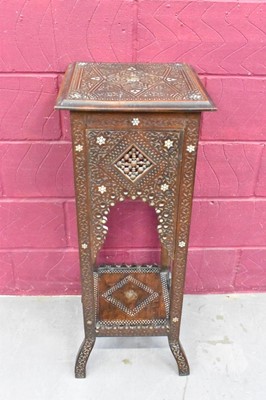 Lot 1410 - Antique Islamic mother of pearl inlaid plant stand, Syria