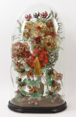 Lot 782 - Victorian glass dome housing an arrangement of silk flowers