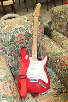 Lot 3825 - Hohner Rockwood LX90L electric guitar with red...