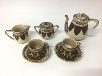 Lot 189 - 19th century Japanese Satsuma two-person tea set, with foliate and other patterns, four-character marks, the teapot 15.5cm high