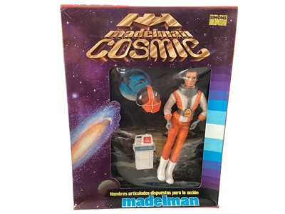 Lot 207 - Madelman (1980-1983) Cosmic Commandante Astronave with 6 1/2" action figure in orange & white space suit, in window box (bottom of box slightly compressed) Ref: 900 (1)