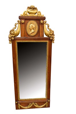 Lot 1413 - 19th century Scandinavian mahogany and parcel gilt mirror