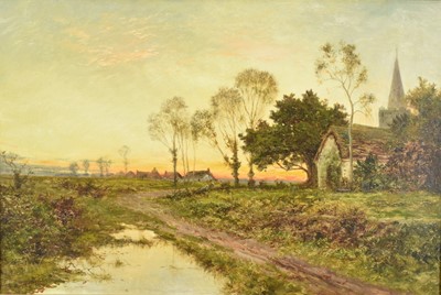 Lot 1213 - Daniel Sherrin (1868-1940) oil on canvas - Rural Sunset, signed, 51cm x 77cm, in gilt frame