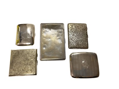 Lot 403 - Victorian silver cigarette case, Two others silver and two others silverplate