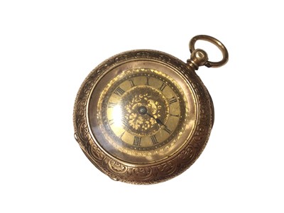 Lot 20 - 19th century 14ct gold cased Swiss fob watch
