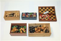 Lot 3547 - Two travelling chess sets with mahogany cases,...