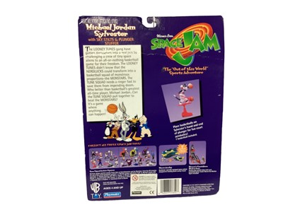 Lot 366 - Playmates Warner Bros (c1997) Space Jam Charles Barkley v Wile E. CoyoteSwackhammer Tweety, on card with bubblepack No.17654, plus Miceal Jordan Sylvester (Sylvester missing bubble lifted) No. 1765...