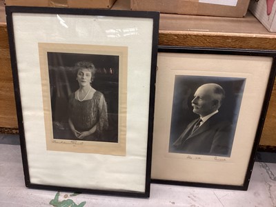 Lot 831 - Collection of Edwardian and later society portrait photographs, signed presentation portrait of Lavinia, Duchess of Norfolk, two vintage photographs of a man riding a tricycle and other similar ite...