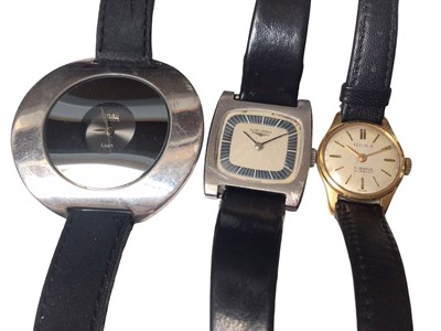 Lot 34 - 18ct gold cased ladies Tissot watch, 1970s Longines wristwatch, two other wristwatches, gold plated Woodford fob watch and a Smiths watch pendant on chain
