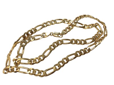 Lot 108 - 9ct gold flat curb link chain, 66cm long