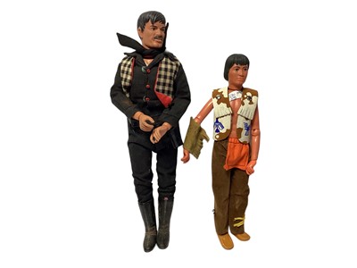 Lot 1824 - Marx Toys (1970s) Lone Ranger Rides Again action figure, Butch Cassidy & Indians, plus Lone Ranger box and Tonto action figure (7)