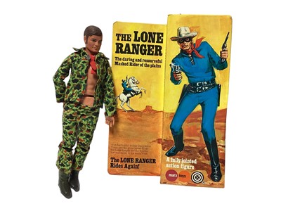 Lot 1824 - Marx Toys (1970s) Lone Ranger Rides Again action figure, Butch Cassidy & Indians, plus Lone Ranger box and Tonto action figure (7)