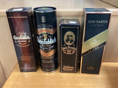 Lot 797 - Two bottles Glenfiddich whisky and two others- all boxed (4)