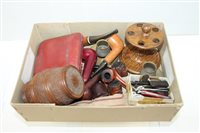 Lot 3550 - Collection of pipes, pair brass vestas, pipe...