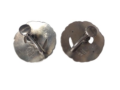 Lot 11 - Pair Georg Jensen Danish sterling silver dove screw back earrings