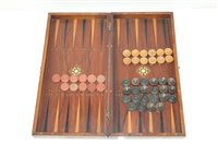 Lot 3640 - Rosewood folding backgammon and chessboard...