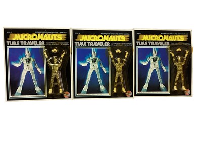 Lot 377 - Airfix Mego Corps (c1976) Micronauts Time Travelers Clear, on unpunched card with blister pack (discoloured) No.50301-5 (3)